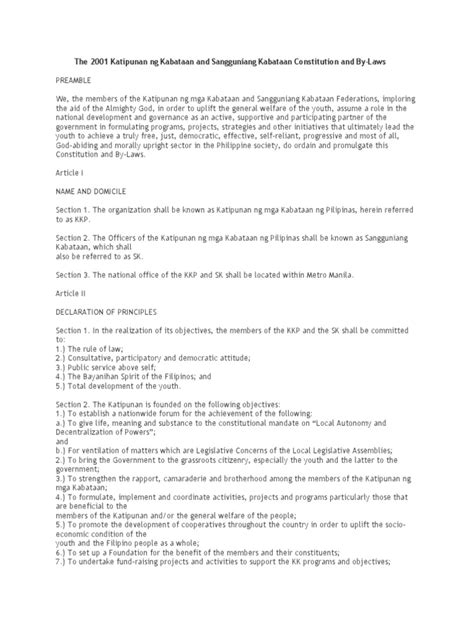 THE 2001 KATIPUNAN NG KABATAAN AND SANGGUNIANG KABATAAN .